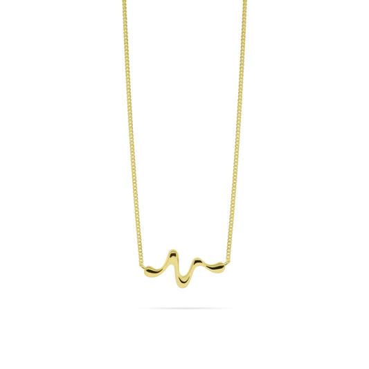 Liquid Heartbeat Halsband, 14K Guldpläterat 925 Silver
