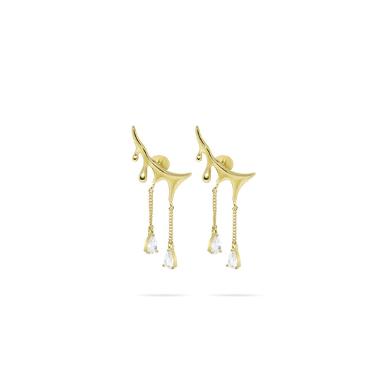 Liquid Drip Örhängen, 14K Guldpläterat 925 Silver